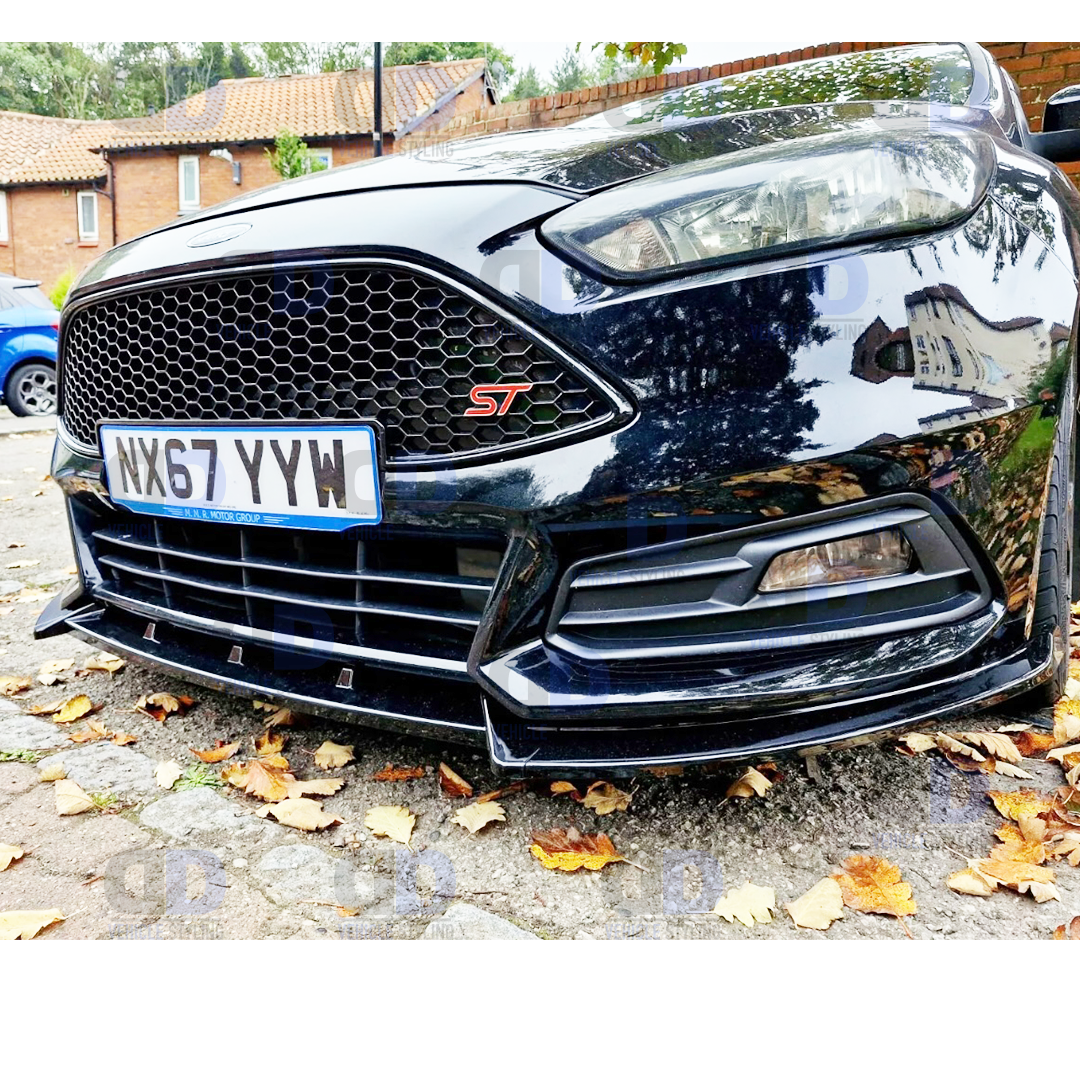 Ford Focus Mk3 3.5 ST Front Lip Splitter Spoiler Gloss Black 2012-2018