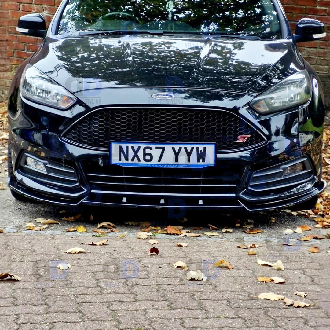 Ford Focus Mk3 3.5 ST Front Lip Splitter Spoiler Gloss Black 2012-2018