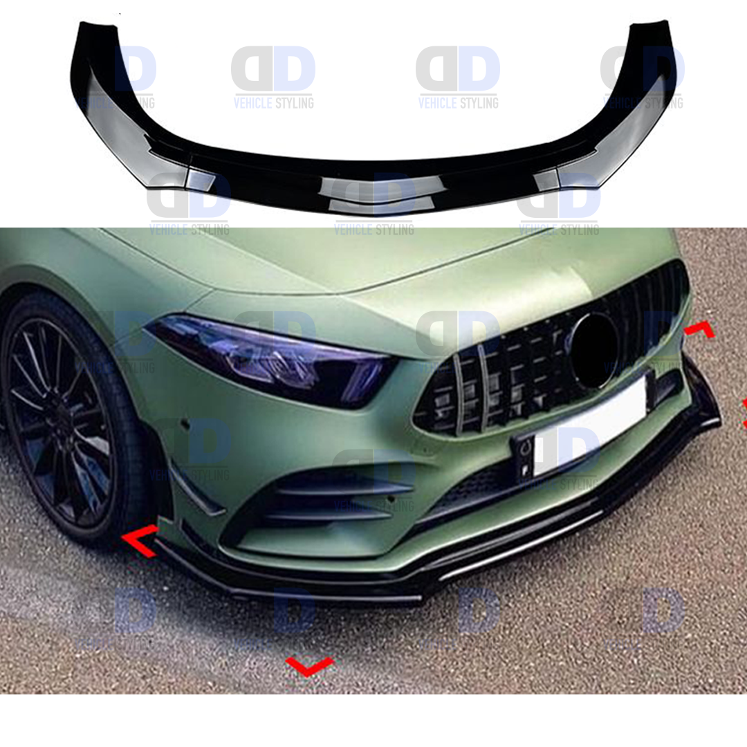FOR MERCEDES A CLASS W177 A35 A45 AMG LINE FRONT LIP SPLITTER Gloss Black 2018 FOR MERCEDES A CLASS W177 A35 A45 AMG LINE FRONT LIP SPLITTER Gloss Black 2018