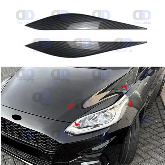 Ford Fiesta MK8 Head Light Eyebrow Trim 2018-2021 Gloss Black
