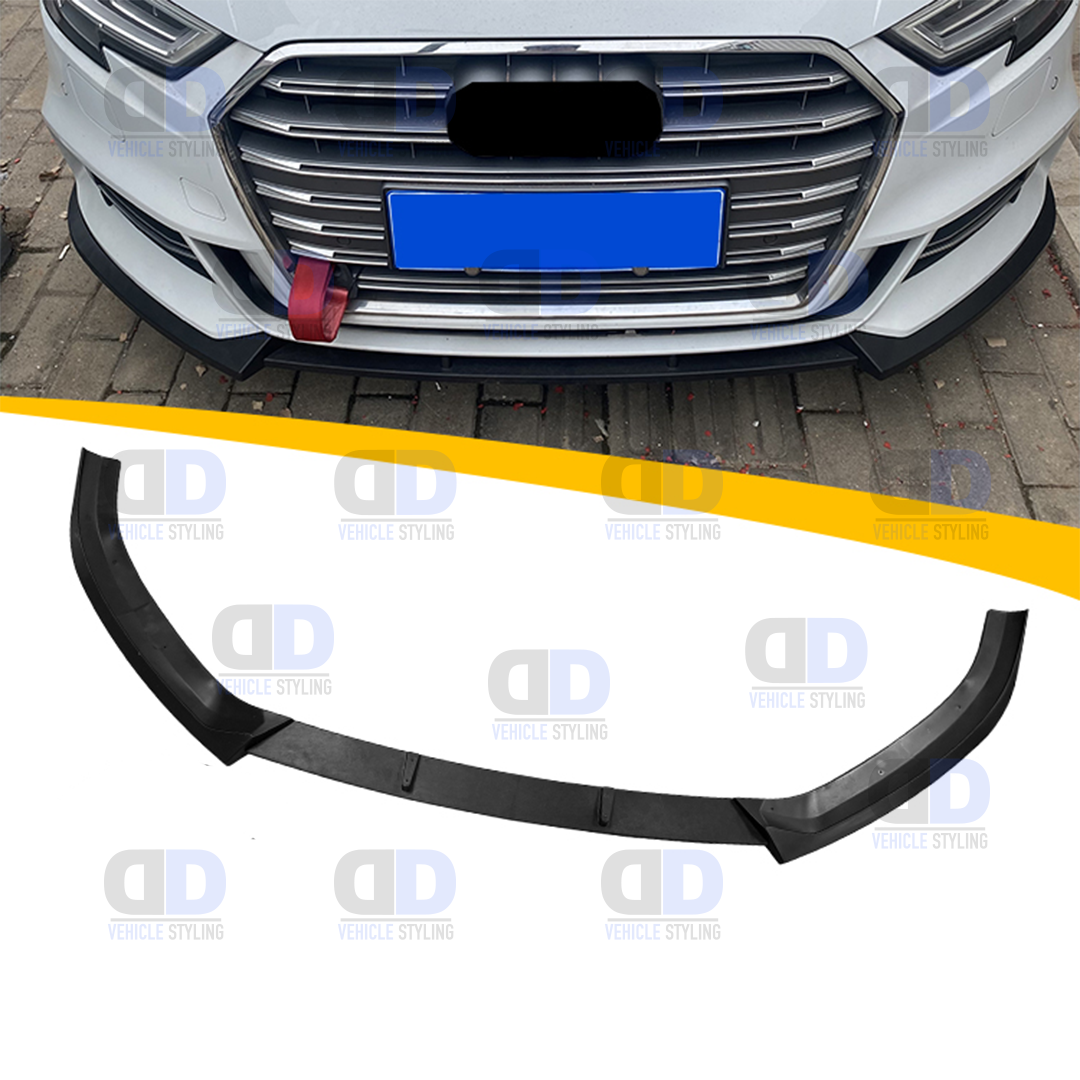 Audi A3 S line S3 2017-2020 8V Sedan Saloon Front Splitter Gloss Black