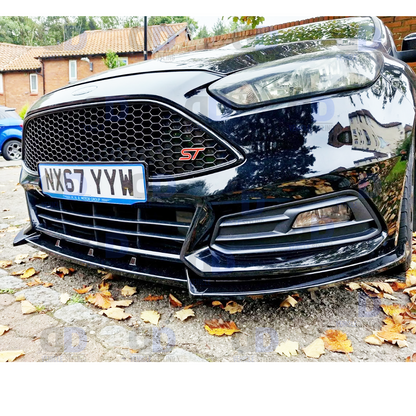 Ford Focus Mk3 3.5 ST Front Lip Splitter Spoiler Gloss Black 2012-2018