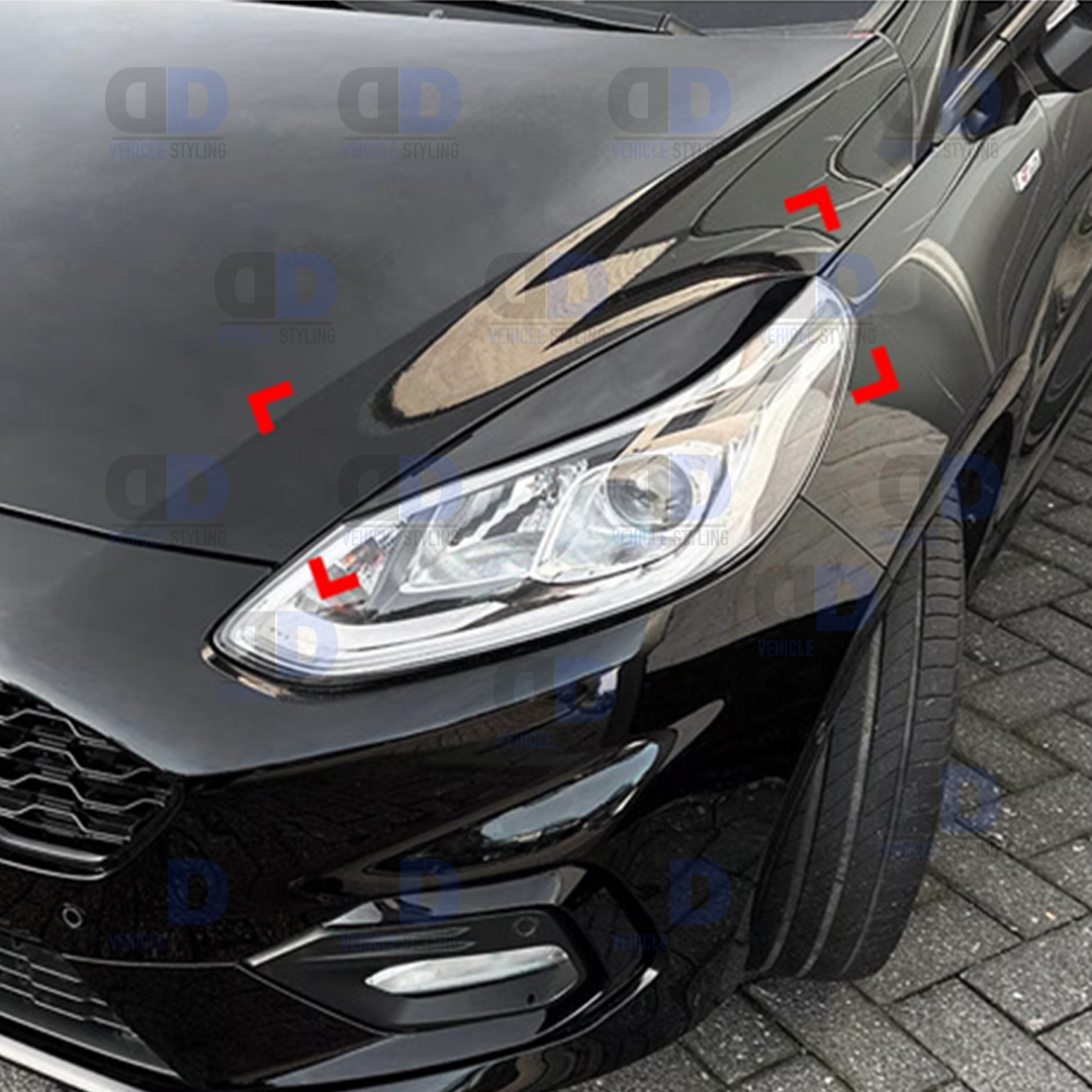 Ford Fiesta MK8 Head Light Eyebrow Trim 2018-2021 Gloss Black