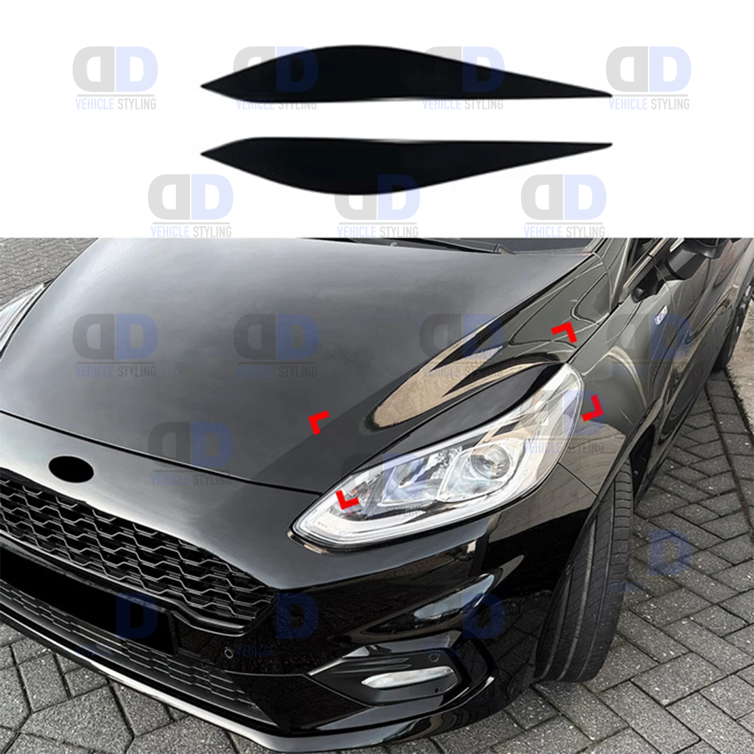 Ford Fiesta MK8 Head Light Eyebrow Trim 2018-2021 Gloss Black