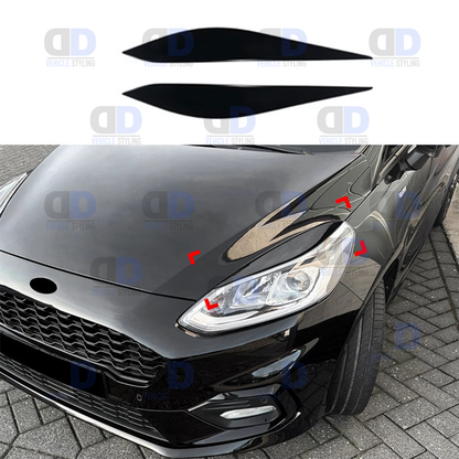 Ford Fiesta MK8 Head Light Eyebrow Trim 2018-2021 Gloss Black