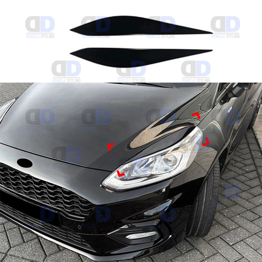 Ford Fiesta MK8 Head Light Eyebrow Trim 2018-2021 Gloss Black