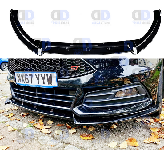Ford Focus Mk3 3.5 ST Front Lip Splitter Spoiler Gloss Black 2012-2018