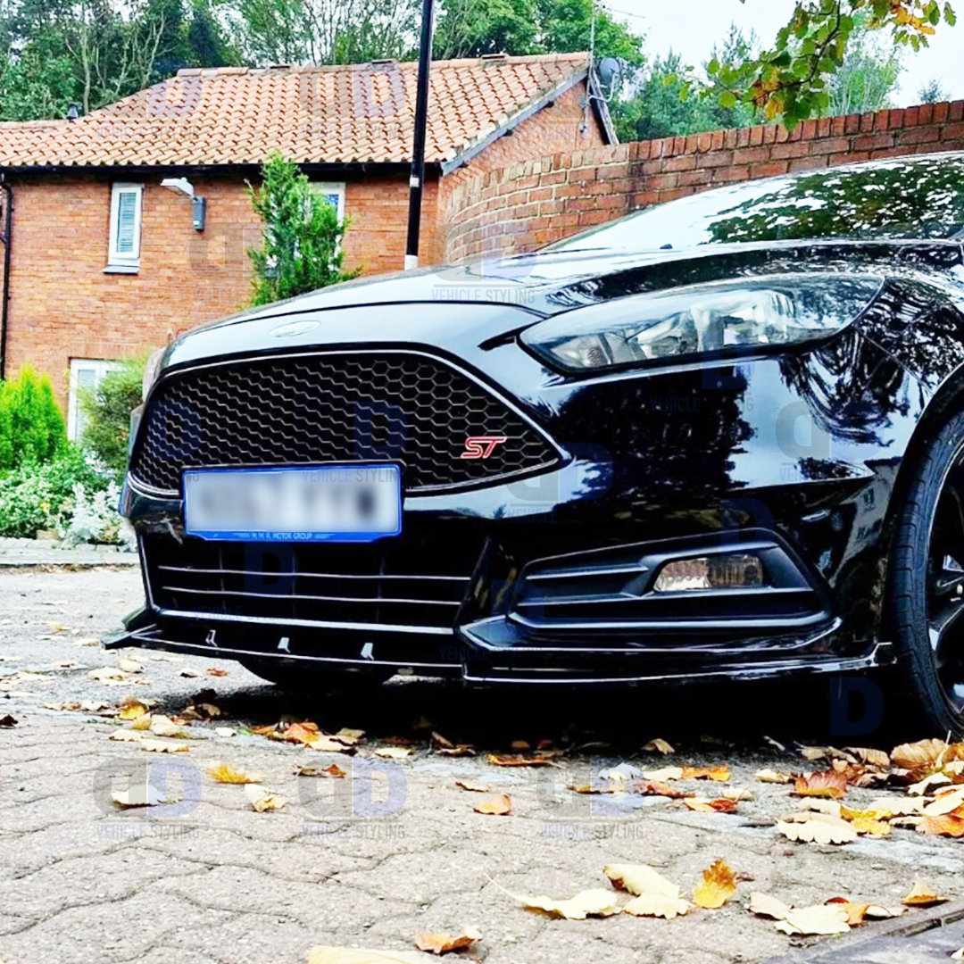 Ford Focus Mk3 3.5 ST Front Lip Splitter Spoiler Gloss Black 2012-2018