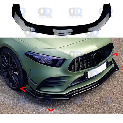 Mercedes W177 A class A45 A35 AMG Line 2018+ front splitter Gloss Black