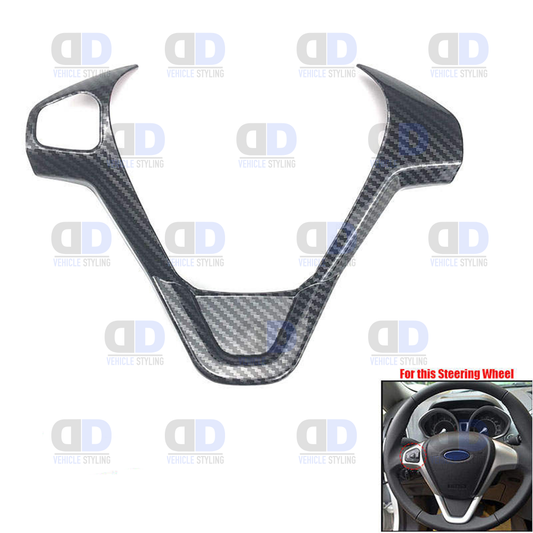 Ford Fiesta mk7 & 7.5 2008-2017 Carbon Fibre Look Steering Wheel Trim v2