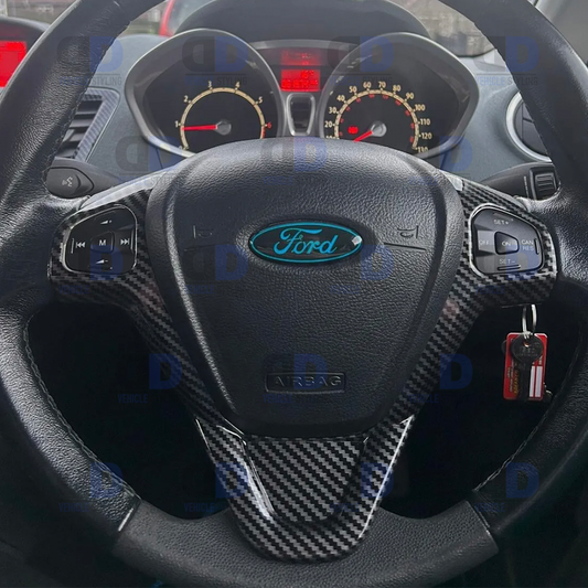 Ford Fiesta mk7 & 7.5 2008-2017 Carbon Fibre Look Steering Wheel Trim v1