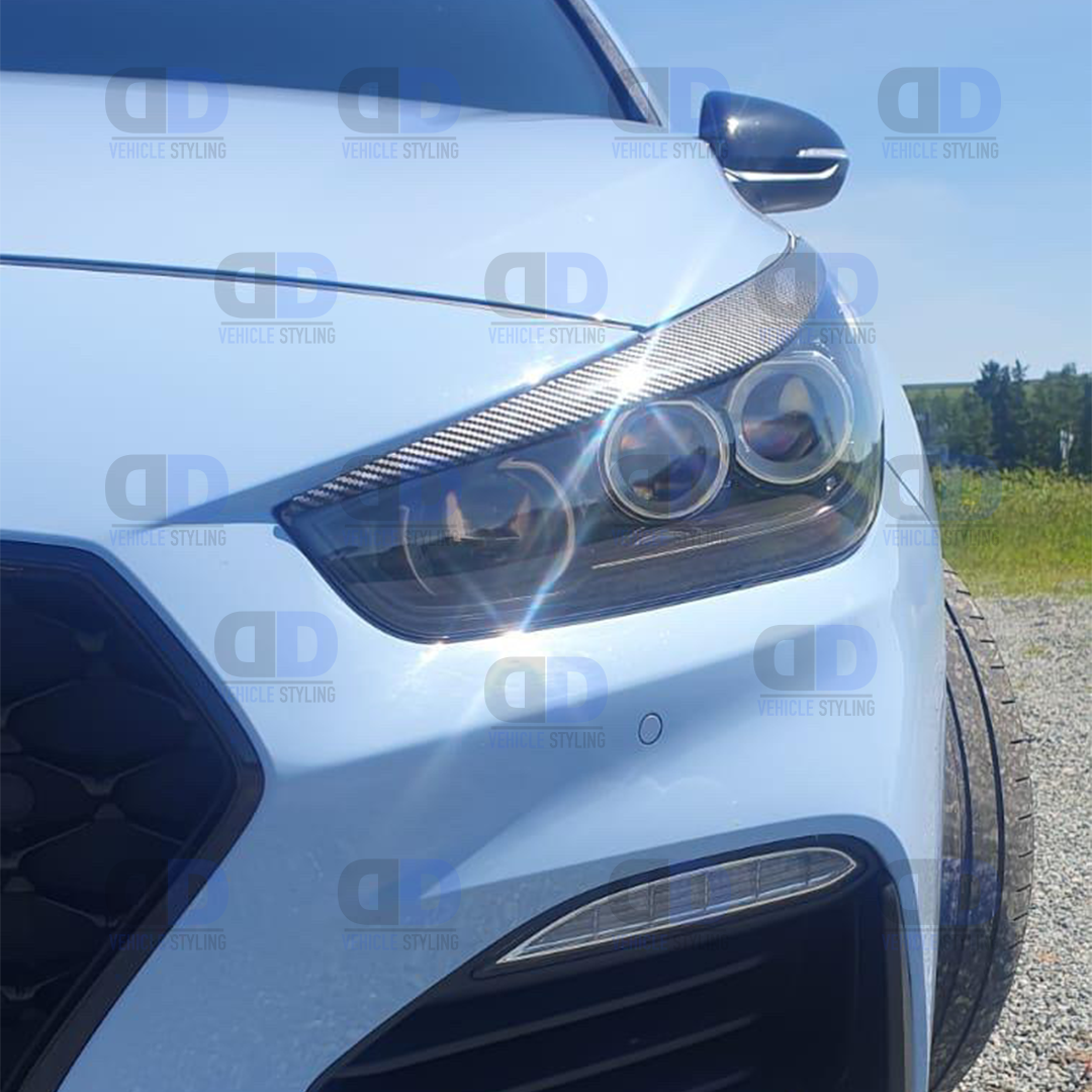 Hyundai I30N Head Light Eyebrow Trim 2017-2020 Carbon Fibre Look