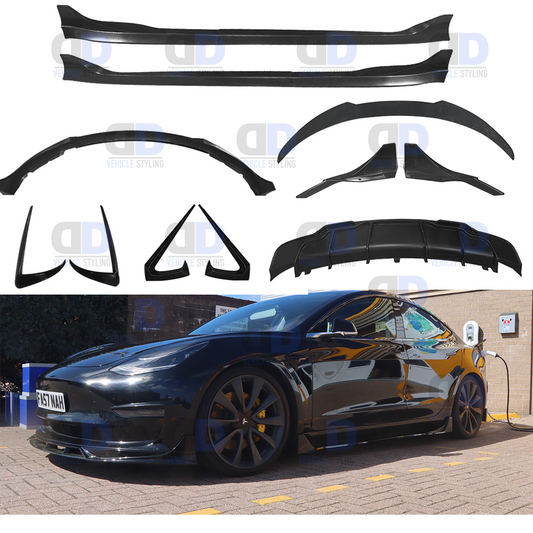 Tesla Model 3 2019-2023 Aero Body Kit FULL KIT Gloss Black