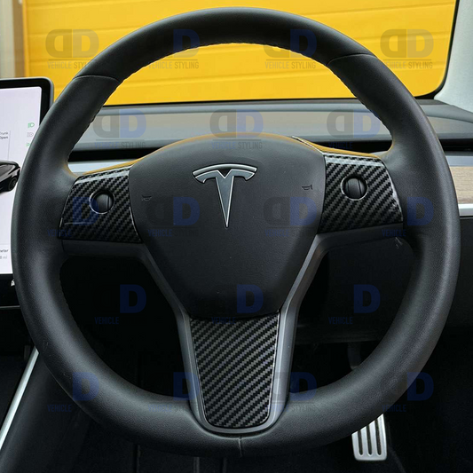 Tesla Model 3 & Model Y Carbon Fibre Look Steering Wheel Trim