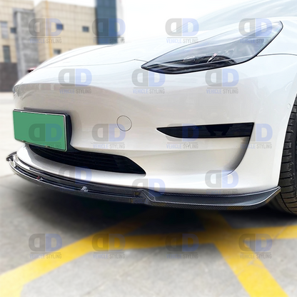 Tesla Model 3 2019-2023 Front Lip Splitter Carbon Fibre Look