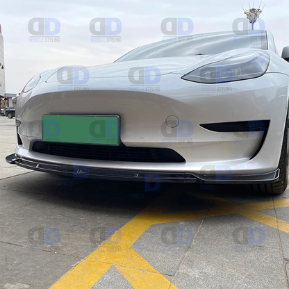 Tesla Model 3 2019-2023 Front Lip Splitter Carbon Fibre Look