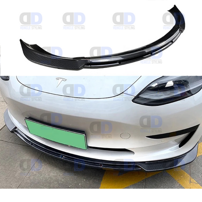 Tesla Model 3 2019-2023 Front Lip Splitter Carbon Fibre Look