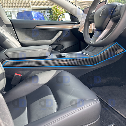 Tesla Model 3 & Model Y Centre Consol Trim Carbon Fibre Look 2 piece