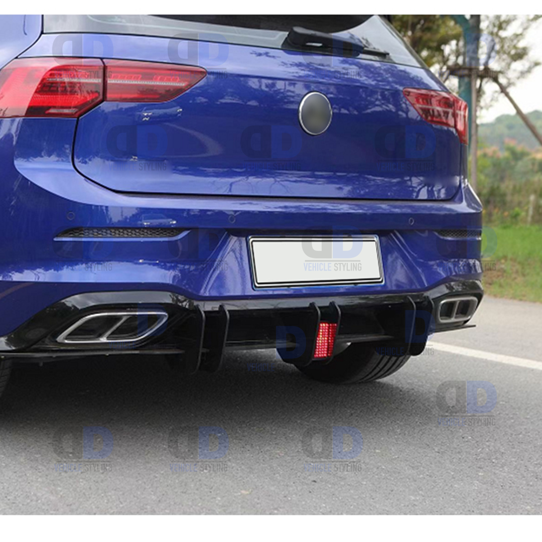 VW Golf R Line mk8 2020+ Rear Blade Diffuser With LED