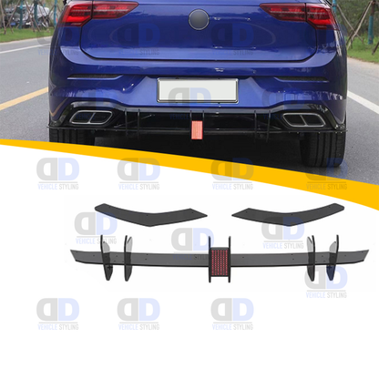 VW Golf R Line mk8 2020+ Rear Blade Diffuser With LED