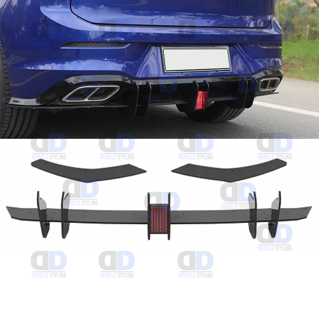 VW Golf R Line mk8 2020+ Rear Blade Diffuser With LED